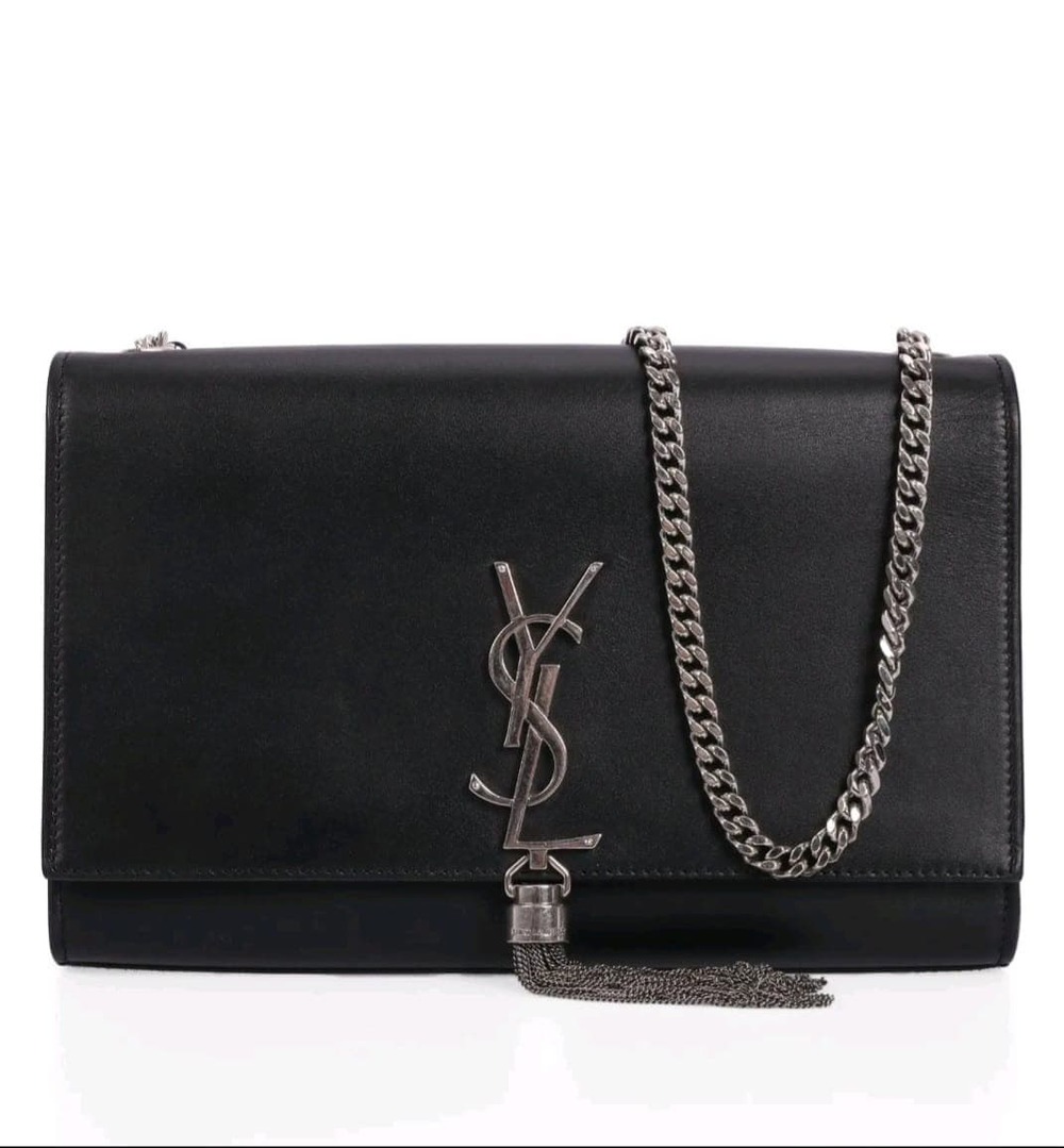 Saint Laurent Black Smooth Calfskin Medium Kate Tassel Chain Bag